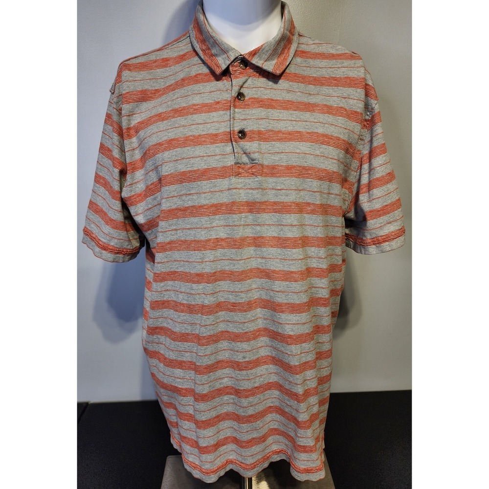 The North Face‎ Shirt Golf Polo Mens Size XL Gray Orange Striped Short Sleeve